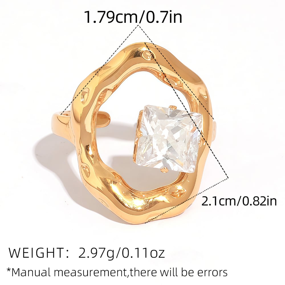 1 Piece Simple Daily Irregular Shape Stainless Steel  Women's Gemstone Rings h5Picture2