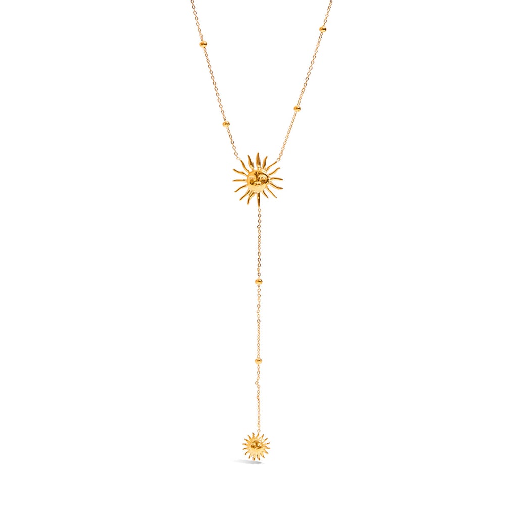 1 Piece Sexy Sun Long-chain Stainless Steel Gold Color Women's Pendant Necklaces 