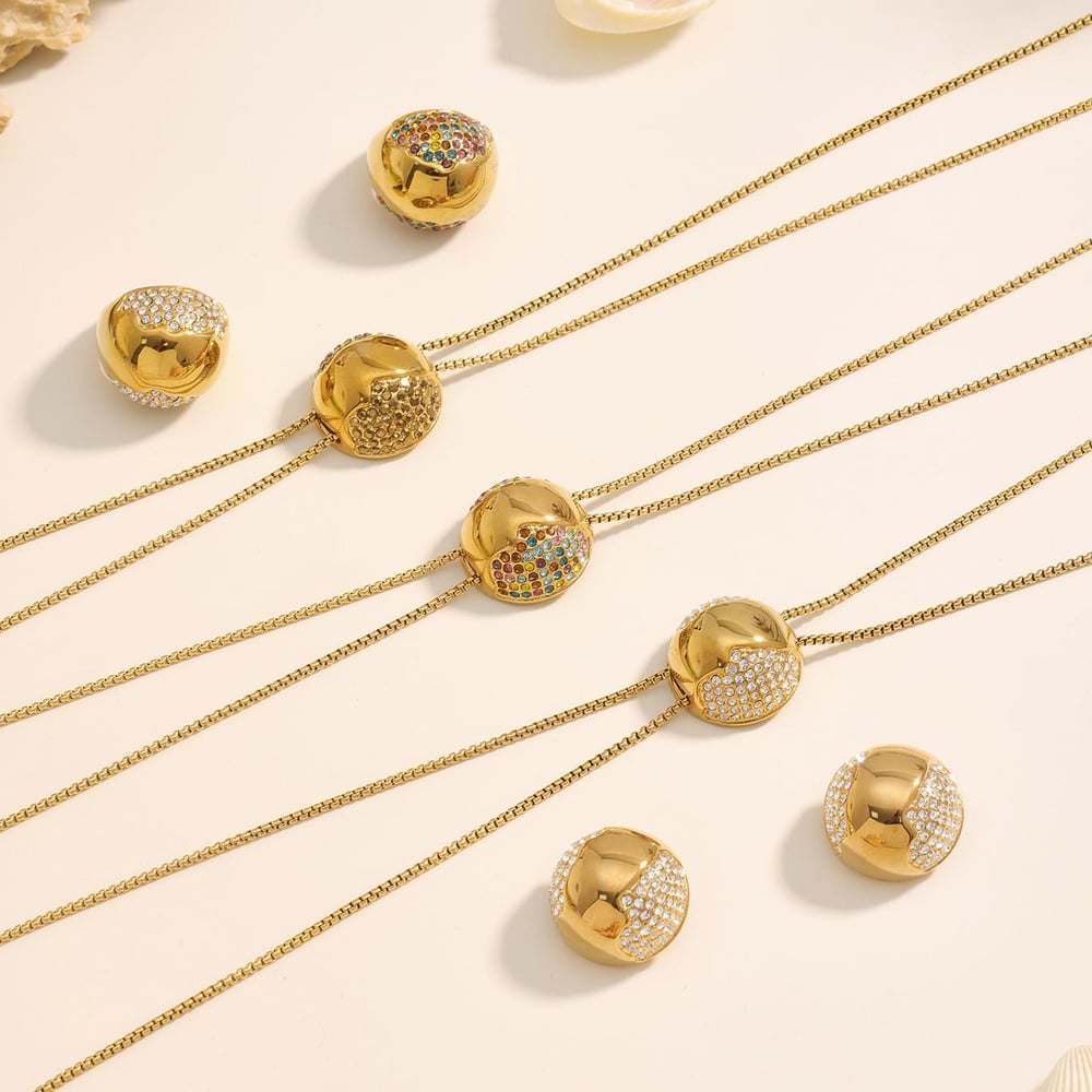 1 Piece Semicircle Stainless Steel Gold Color Zircon Women's Jewelry Sets Picture8