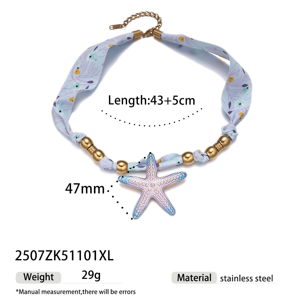 Collier avec pendentif en forme d&#39;étoile de mer en acier inoxydable doré, 1 pièce 