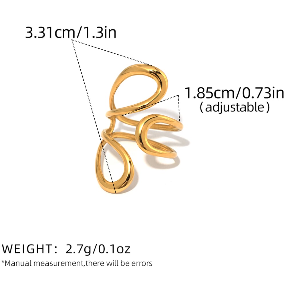 1 Piece Irregular Shape Hollowed-out Stainless Steel  Women‘s Minimalist Rings 