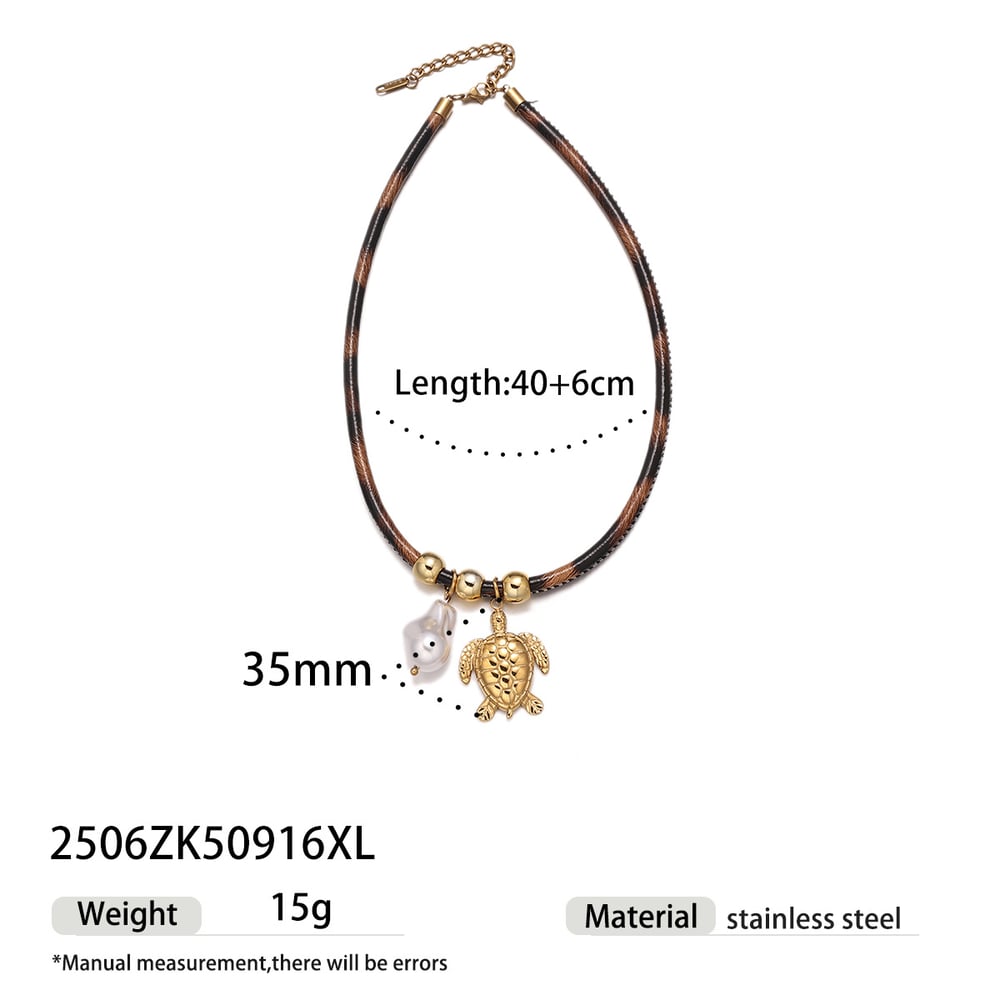 1 Piece Leopard Print Rope Stainless Steel  Pendant Necklace 