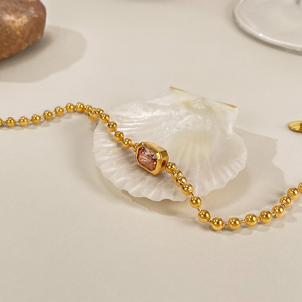 1 Stück einfarbiges Perlenarmband aus Edelstahl h5Bild6