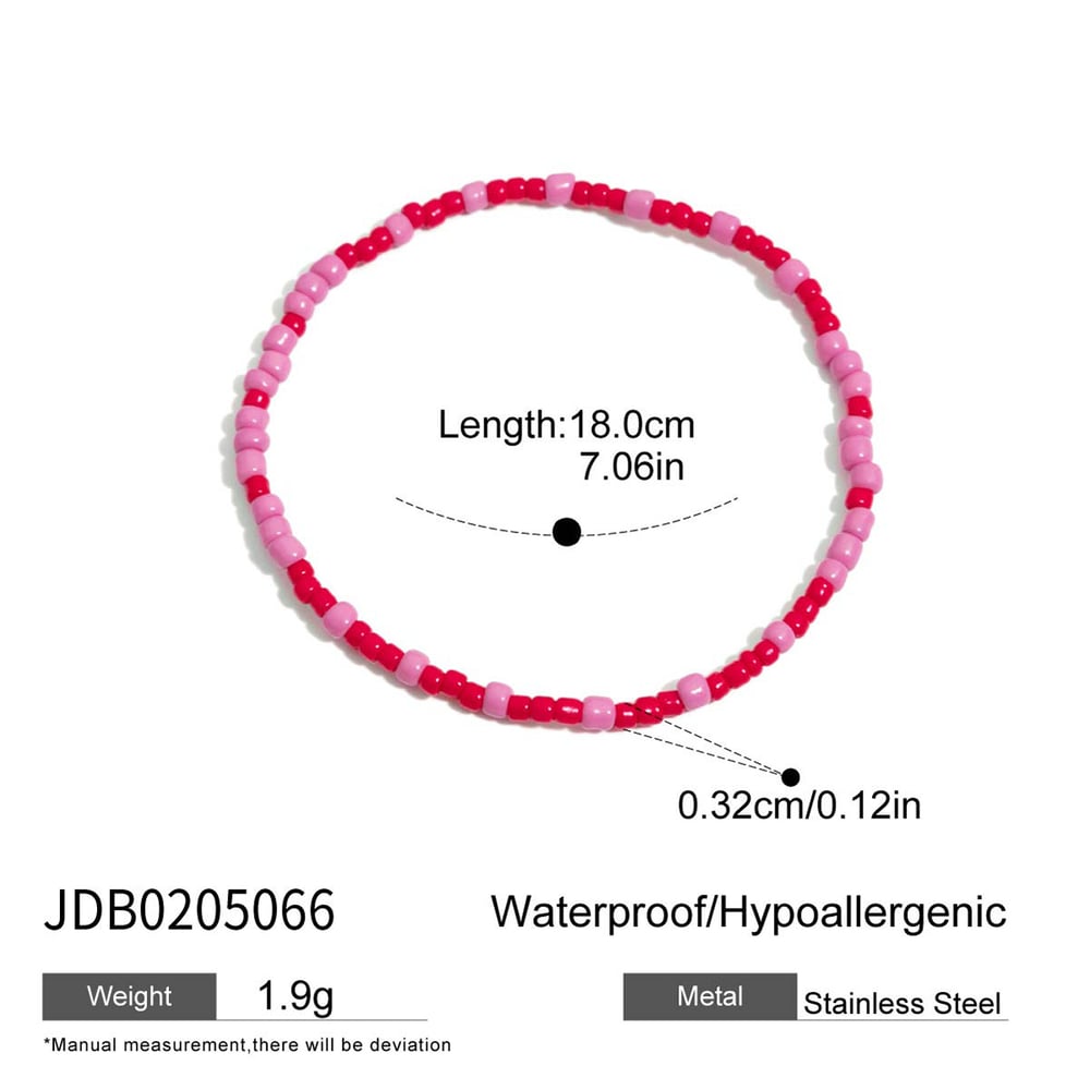 1 Piece Romantic Pink Heart Stainless Steel Gold Color Women's Charm Bracelets