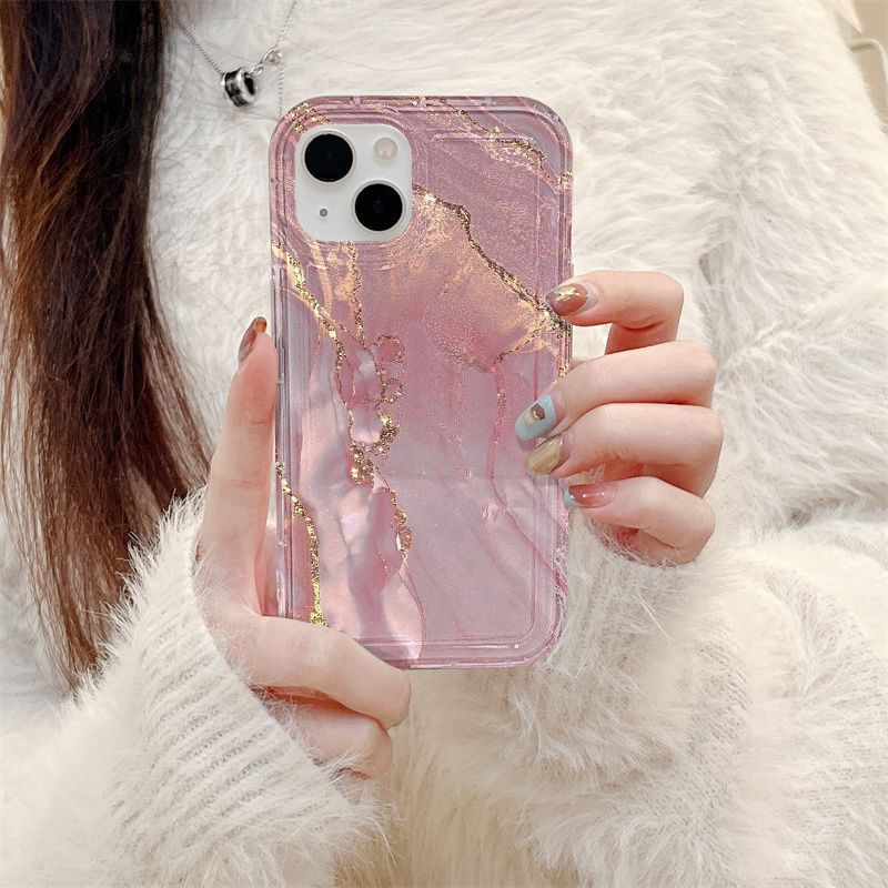 1 Pair High-grade Gradient Pearlescent Pink Phone Case Picture4