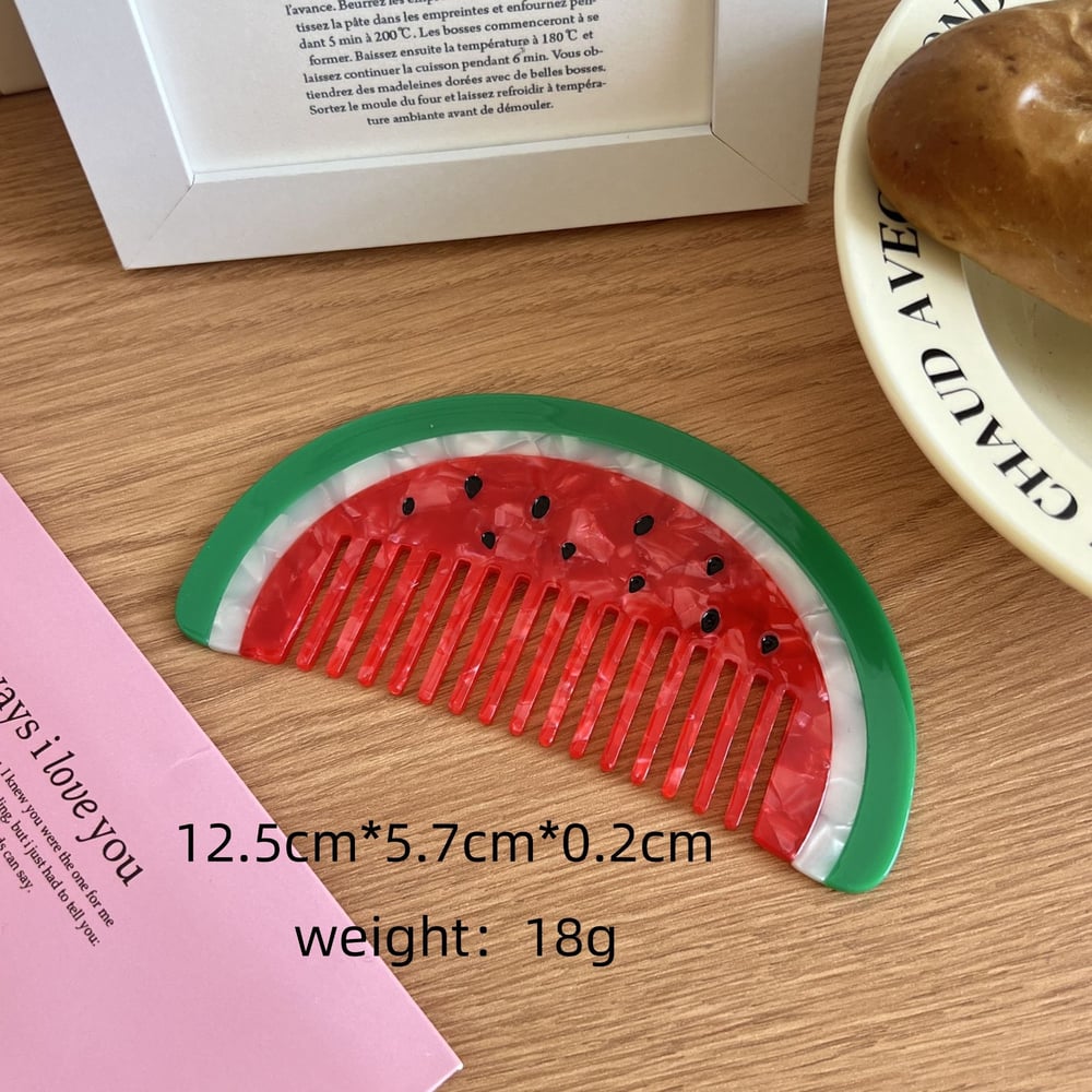 1 Piece Watermelon Cellulose Acetate Sheet Women's Combs h5Picture2