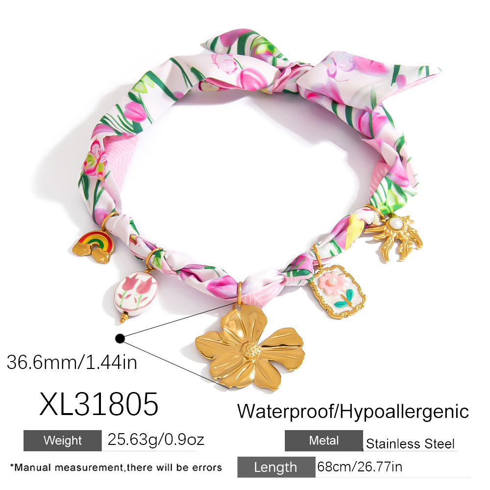 1 Piece Romantic Series Daily Flower Silk  Women's Pendant Necklaces Picture2