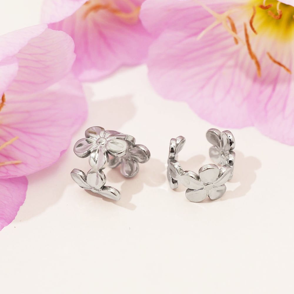 1 Piece  Simple Flower Stainless Steel  Gold Color  Women's Ear Cuffs Picture10