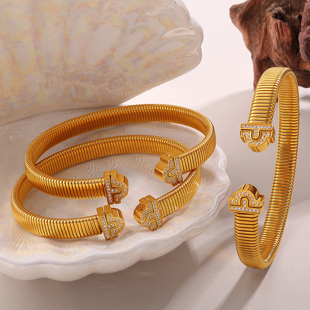 1 Piece Stainless Steel Gold Color Cuff Bangle h5Picture3