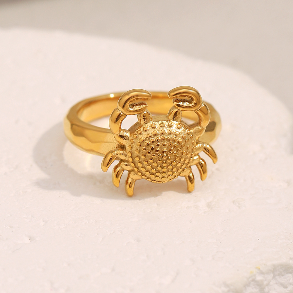 1 Piece Classic Crab Stainless Steel Gold Color Statement Rings Picture3