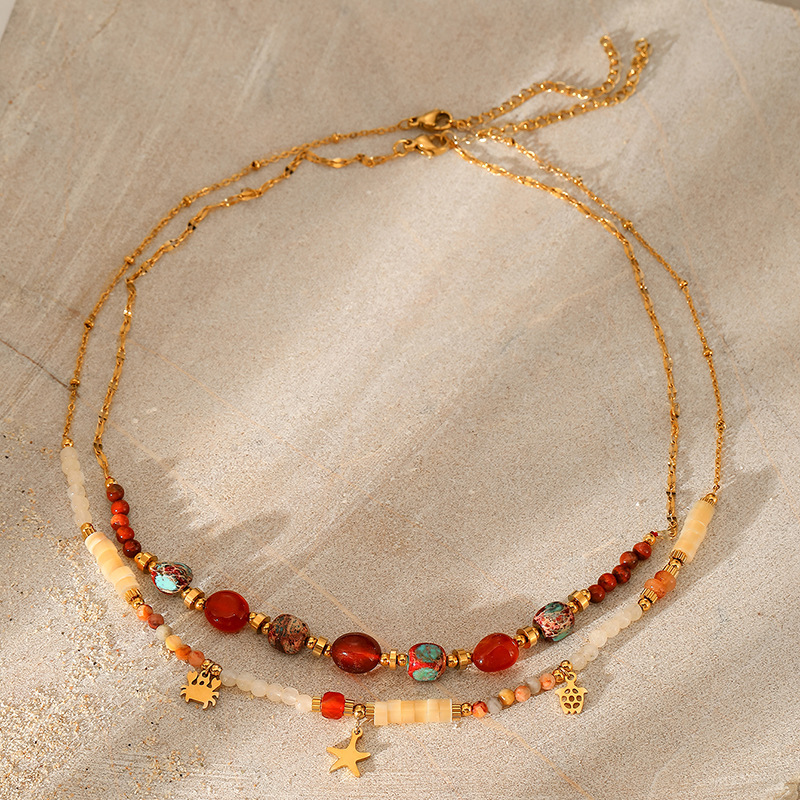 1 Piece Natural Stone Beaded Necklace Picture2