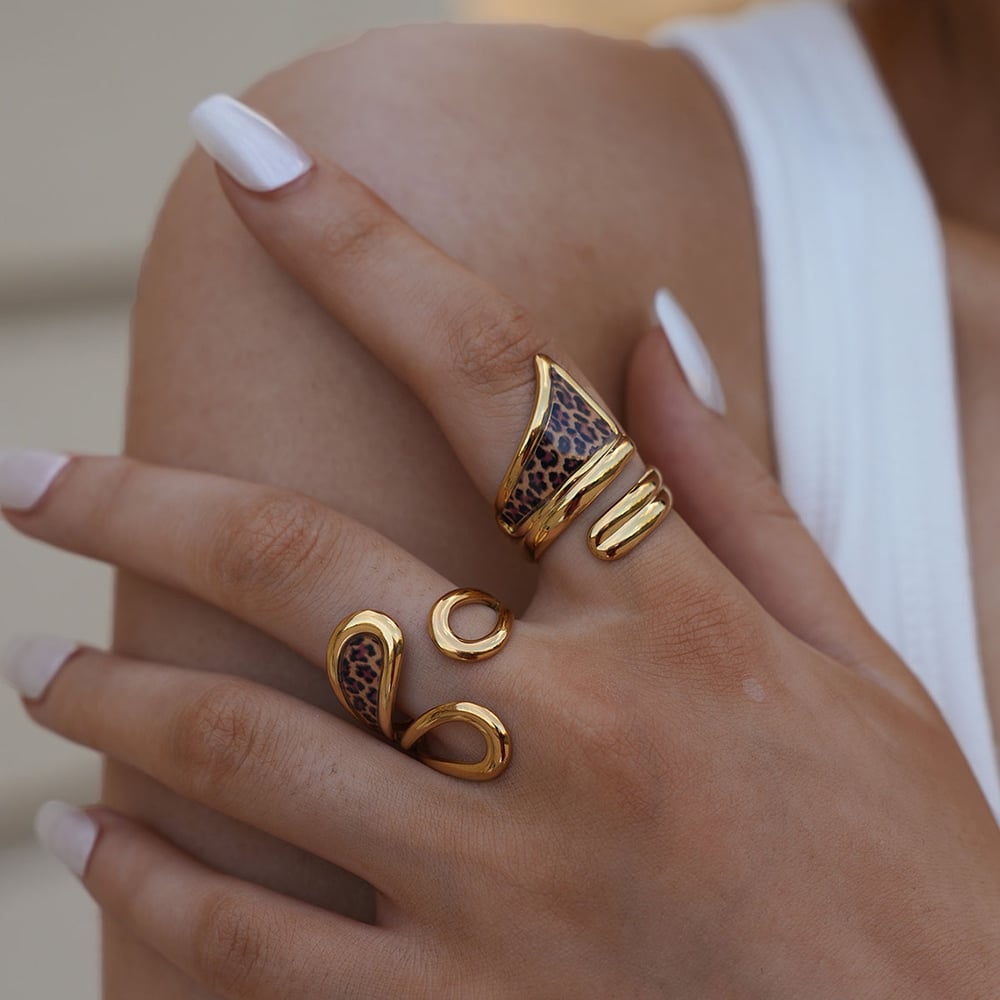1 Piece Simple  Casual Leopard Print Stainless Steel Statement Rings Picture9
