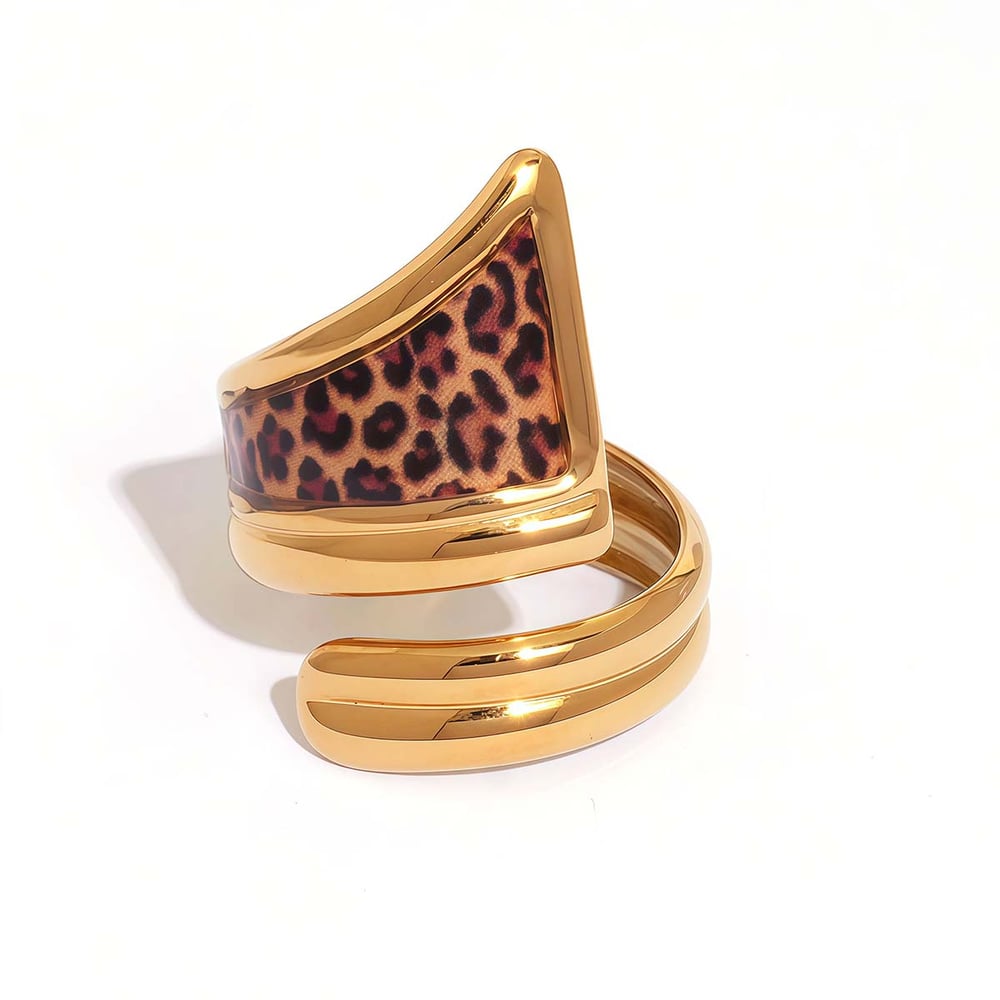 1 Piece Simple  Casual Leopard Print Stainless Steel Statement Rings 