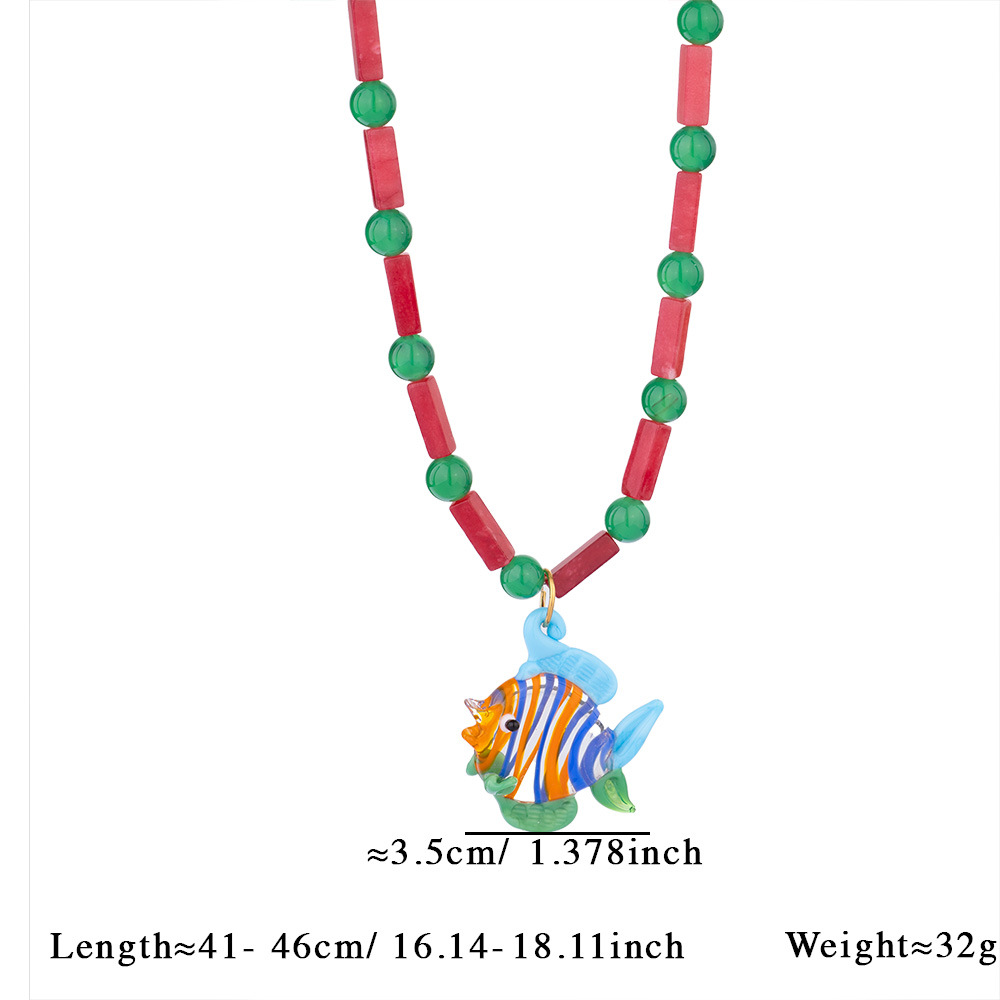 1 Piece Transparent Glass Fish Natural Stones Women's Beaded Necklaces h5Picture2