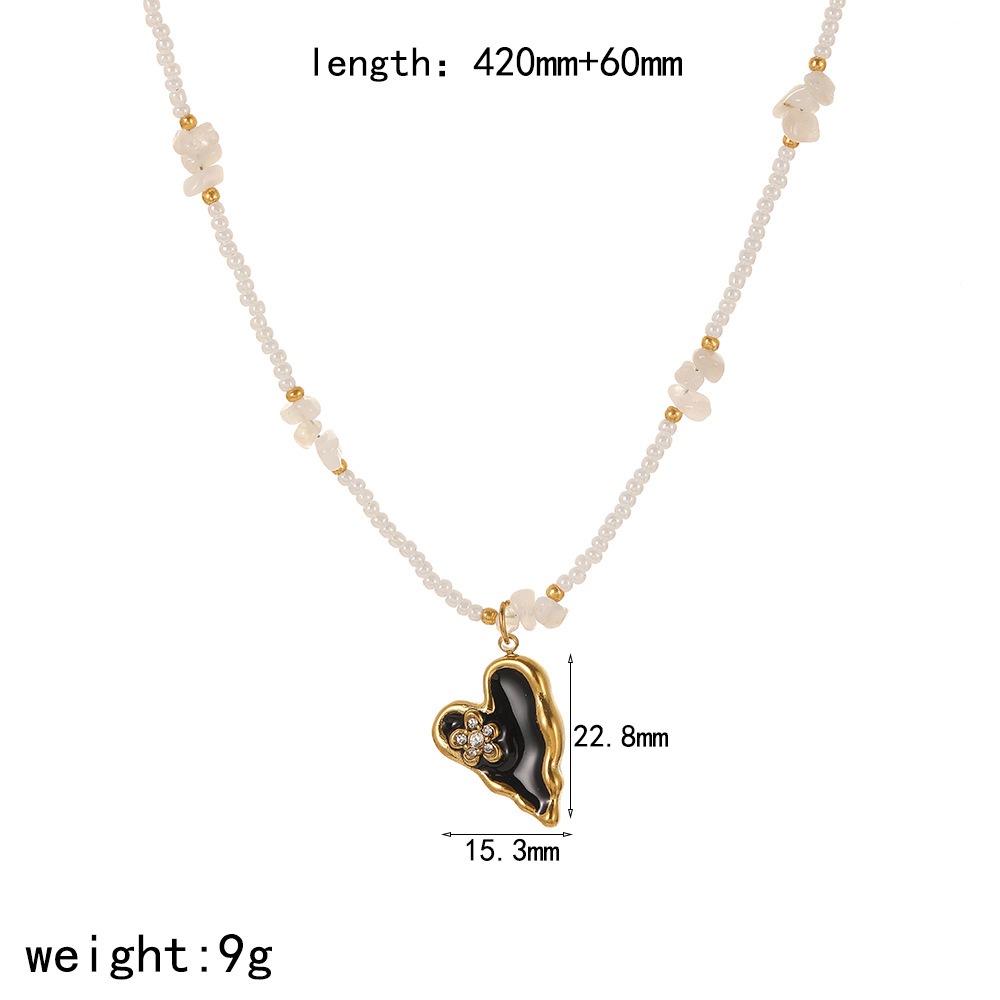 1 Piece Retro Heart Stainless Steel Gold Color Pendant Necklace