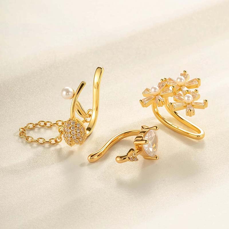 1 Piece Bow Knot Butterfly Copper Gold Color Zircon Clip-On Earring Picture3