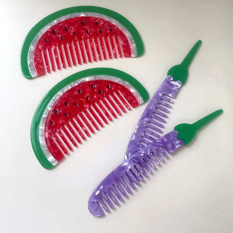 1 Piece Watermelon Cellulose Acetate Sheet Women's Combs h5Picture4