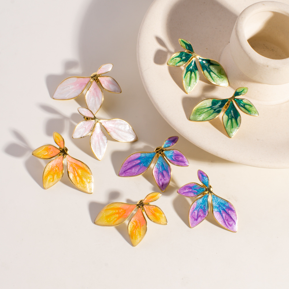 1 Pair Romantic Series Sweet Flower Stainless Steel Women's Stud Earrings h5Picture3