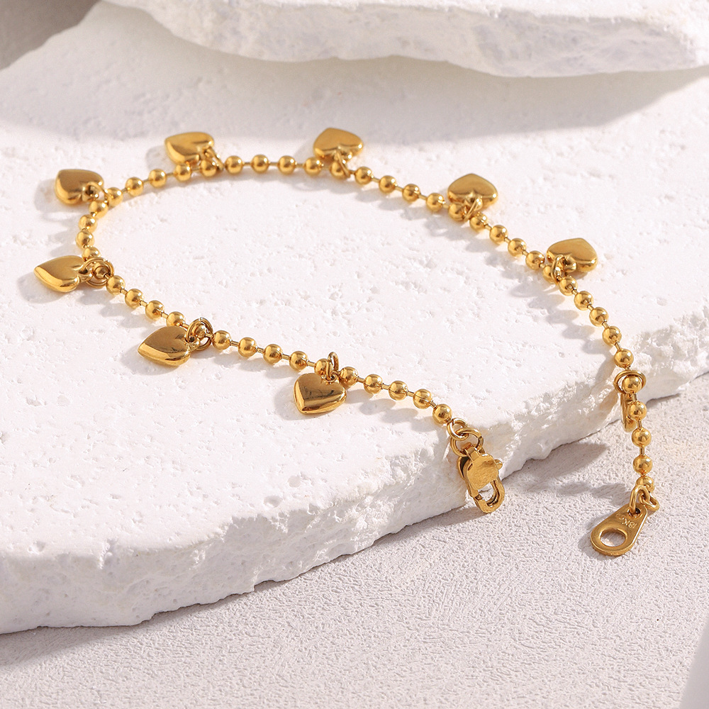 1 Piece Sweet Heart Stainless Steel Gold Color Women's Charm Bracelets h5Picture5