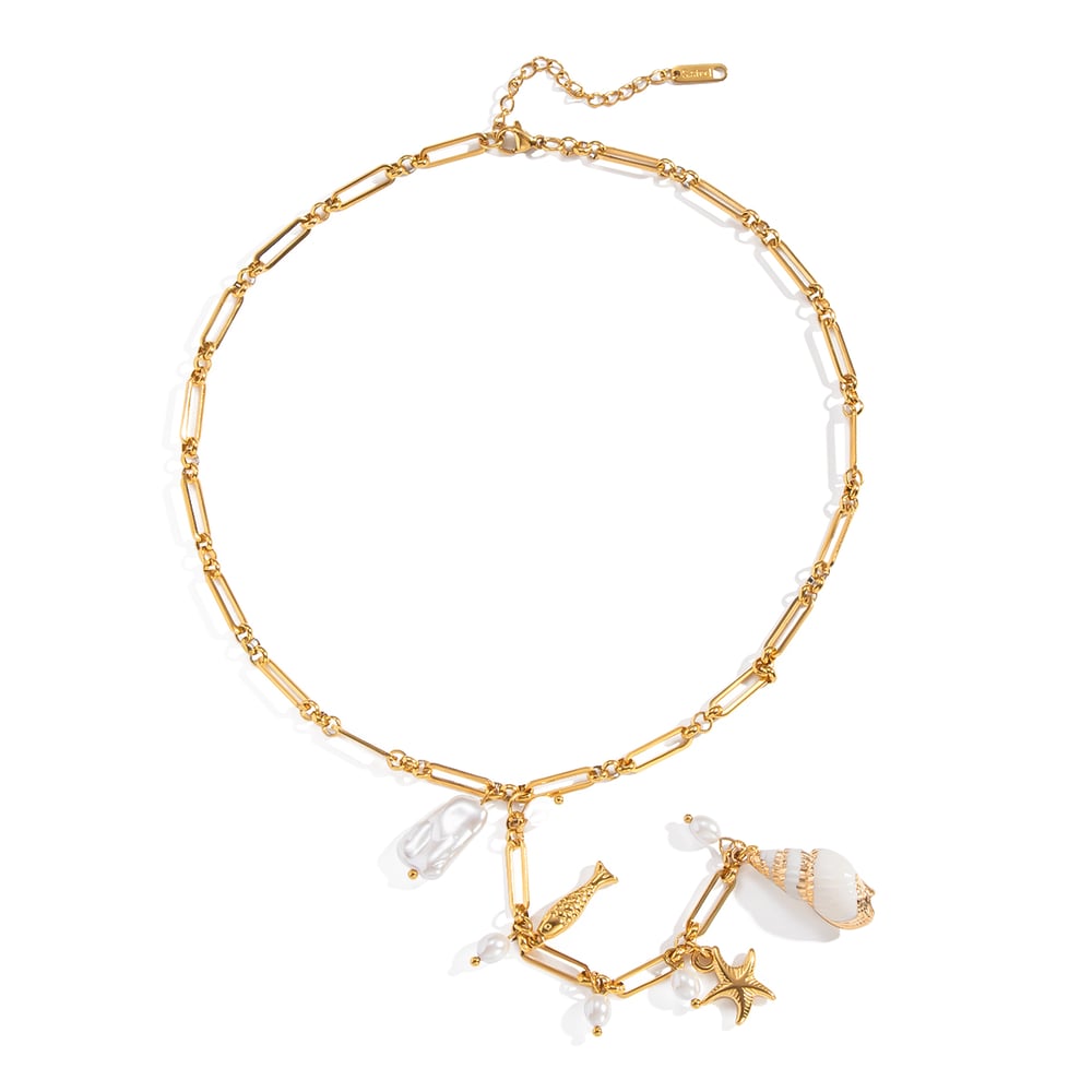 1 Piece Stainless Steel Gold Color Pearl Pendant Necklace Picture5