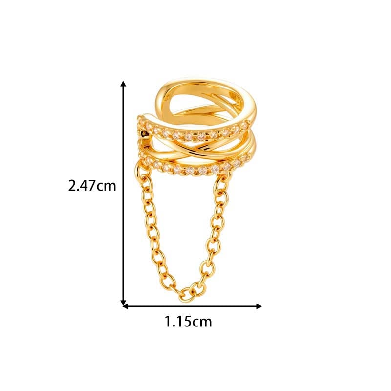 1 pendiente de clip con lazo de circonita color cobre y dorado. Imagen2