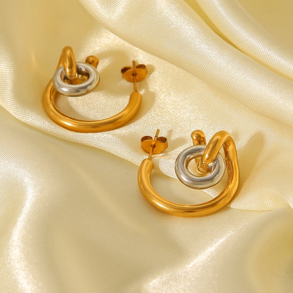 1 Pair Daily Irregular Shape Stainless Steel Gold Color Women's Stud Earrings Picture5