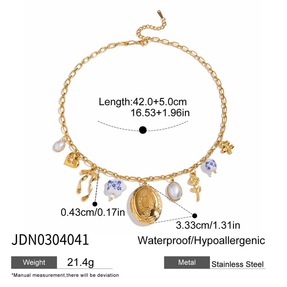 1 Piece Sophisticated Heart Photo Album Stainless Steel Gold Color Women's Pendant Necklaces