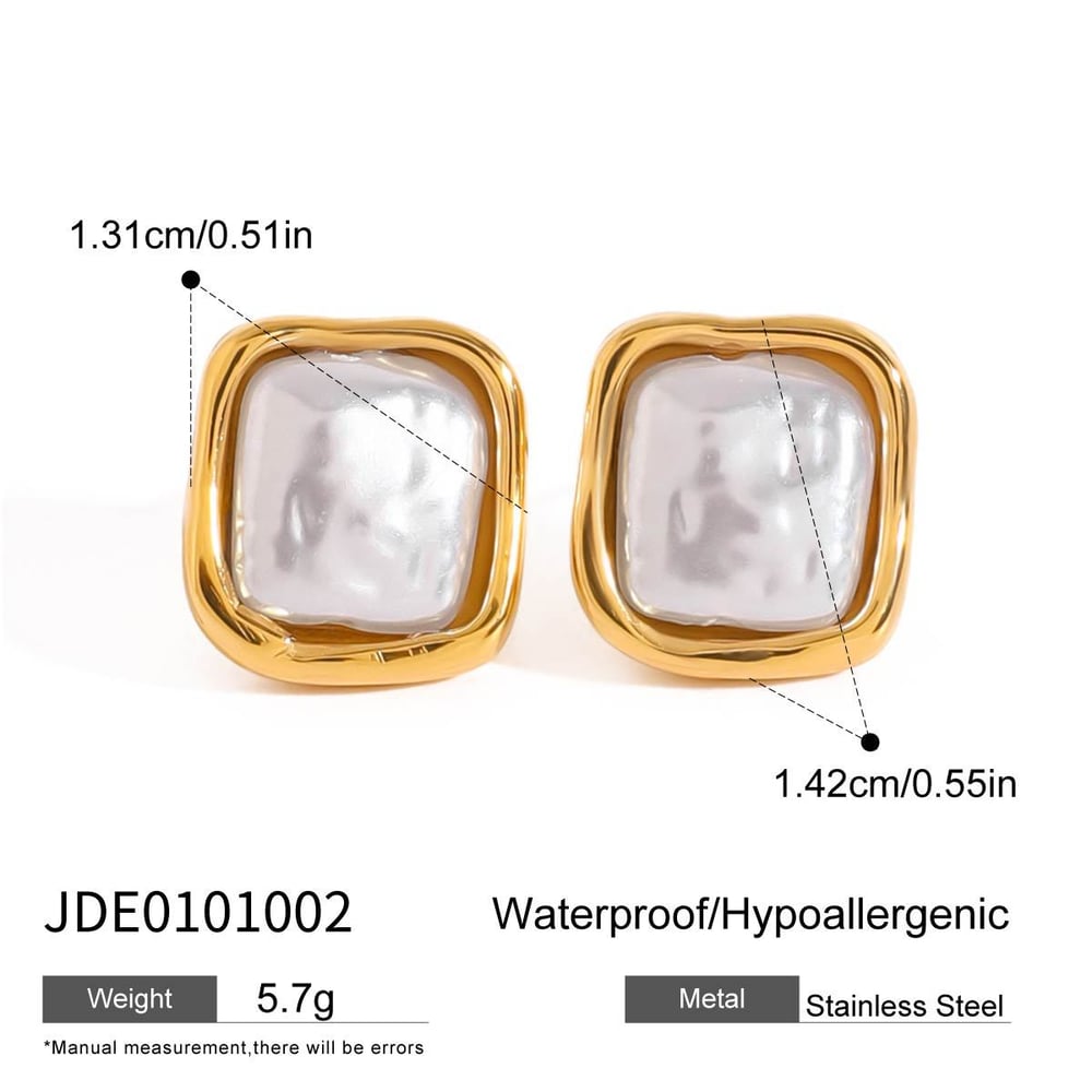 1 Pair Classic Oval Stainless Steel Gold Color Women's Stud Earrings h5Picture2