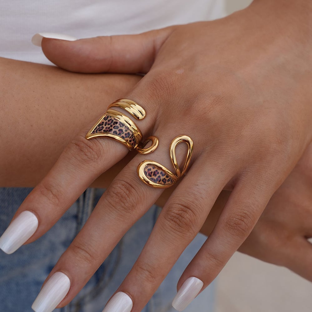 1 Piece Simple  Casual Leopard Print Stainless Steel Statement Rings Picture7