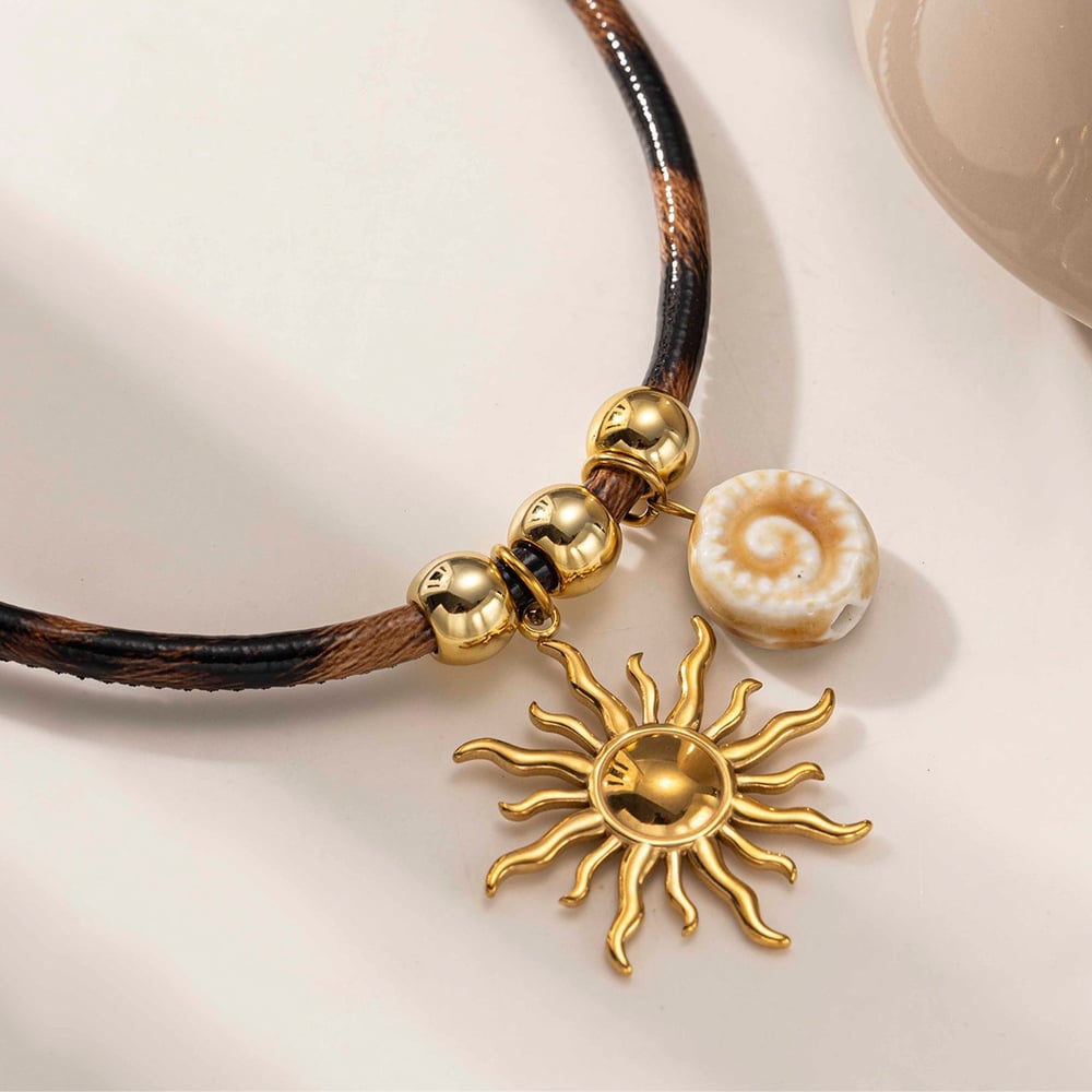 1 Piece Leopard Print Rope Stainless Steel  Pendant Necklace Picture3