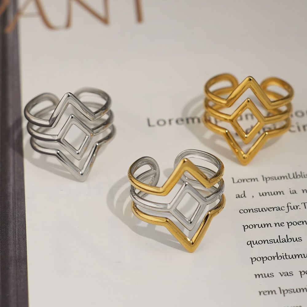 1 Piece Simple Series Simple Woven Stainless Steel   Gold Color  Minimalist Rings h5Picture9