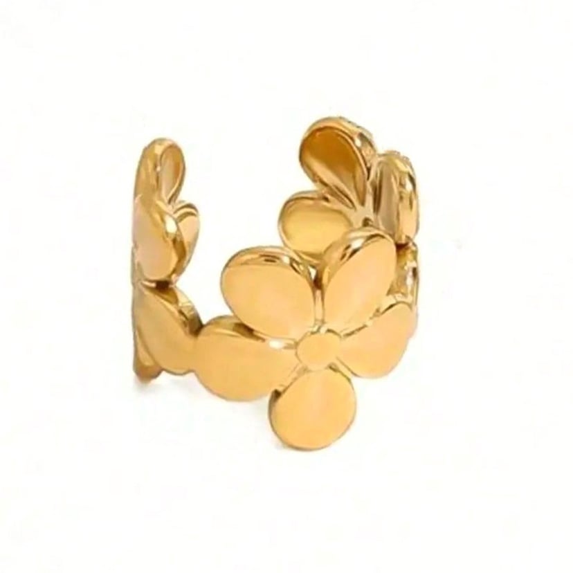 1 Piece  Simple Flower Stainless Steel  Gold Color  Women's Ear Cuffs 