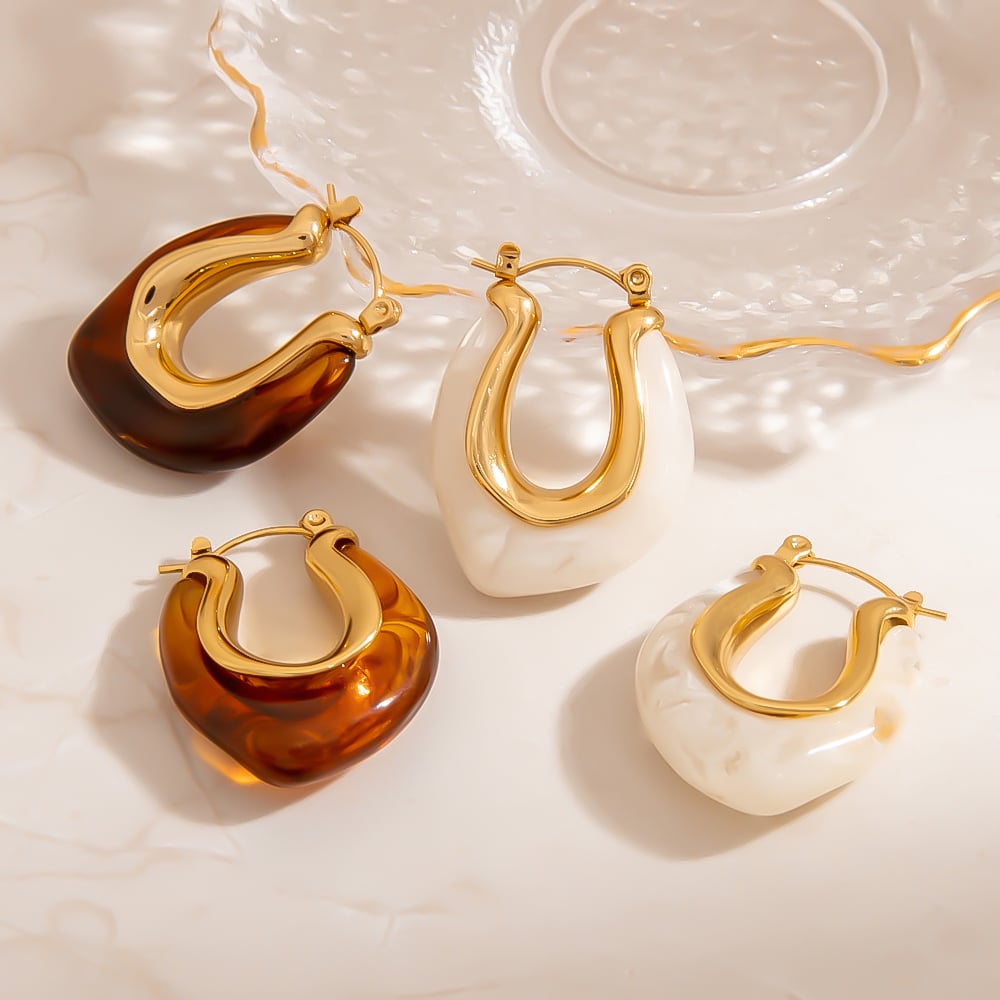 1 Paar einfache, alltägliche Creolen aus Edelstahl mit unregelmäßiger Form für Damen Bild4