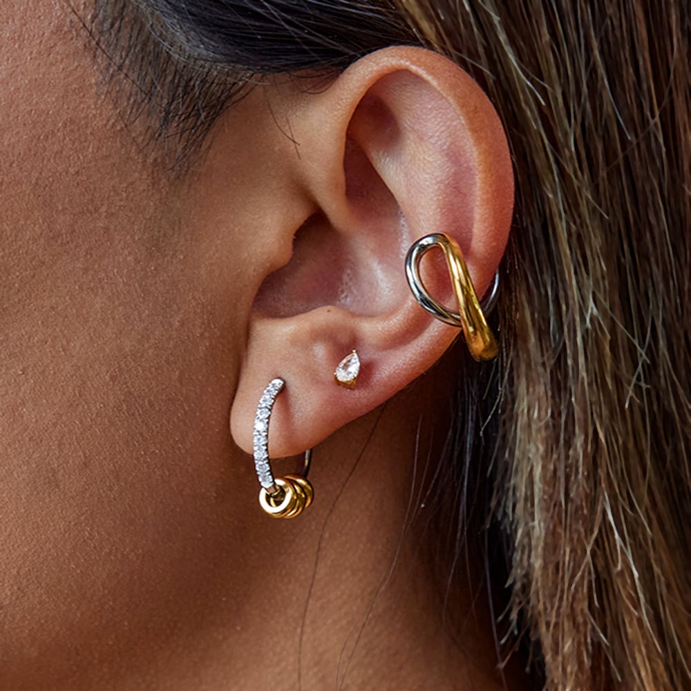 1 Pair Simple Circle Stainless Steel Gold Color Women's Hoop Earrings h5Picture2