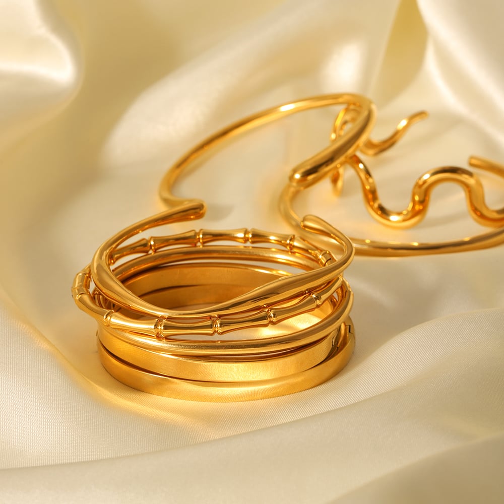 Simple Series Daily Irregular Shape Stainless Steel  Women's Bangles h5Picture8