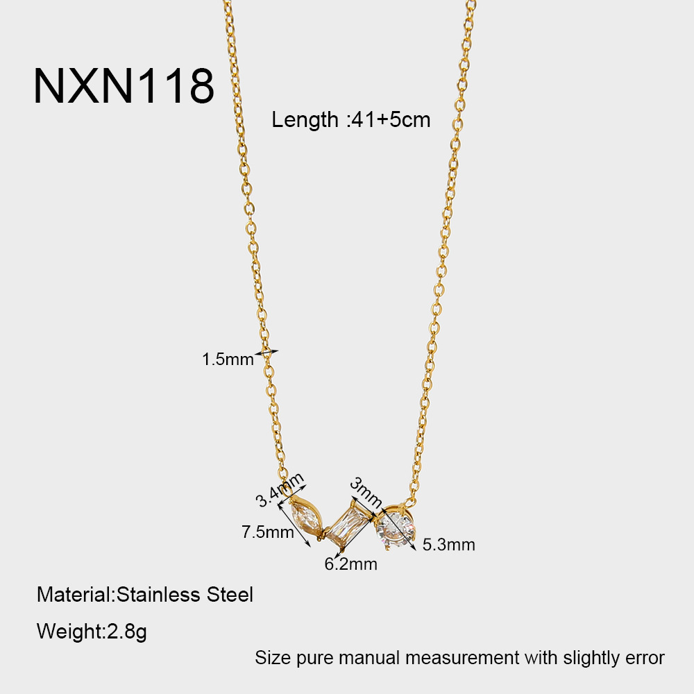 1 Piece Stainless Steel Gold Color Zircon Pendant Necklace 