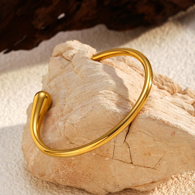 1 Piece Simple Circle Stainless Steel  Gold Color  Cuff Bracelet h5Picture3