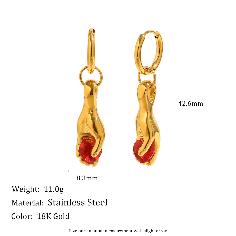 1 Pair Romantic Cute Love Shape Stainless Steel Women's Drop Earrings h5Picture4