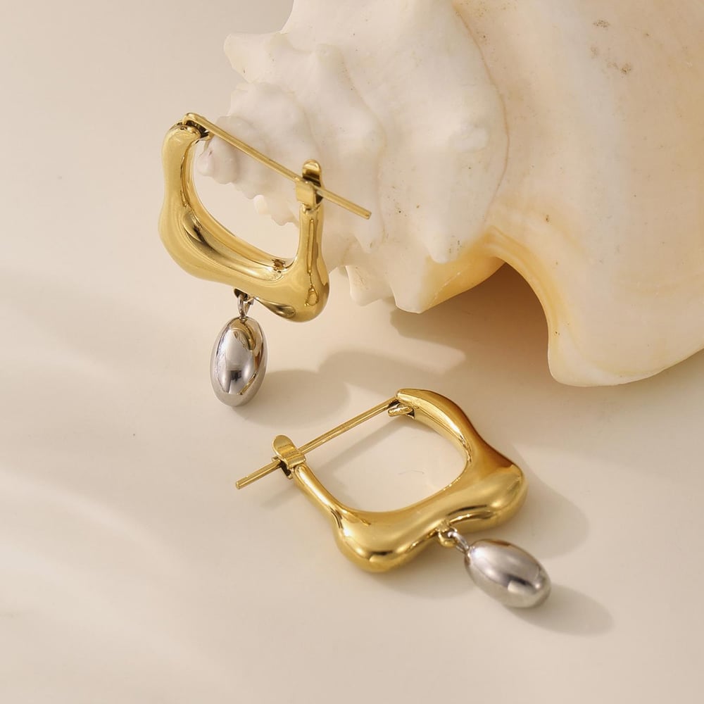 1 Pair Irregular Shape Stainless Steel Gold Color Women's Drop Earrings h5Picture6