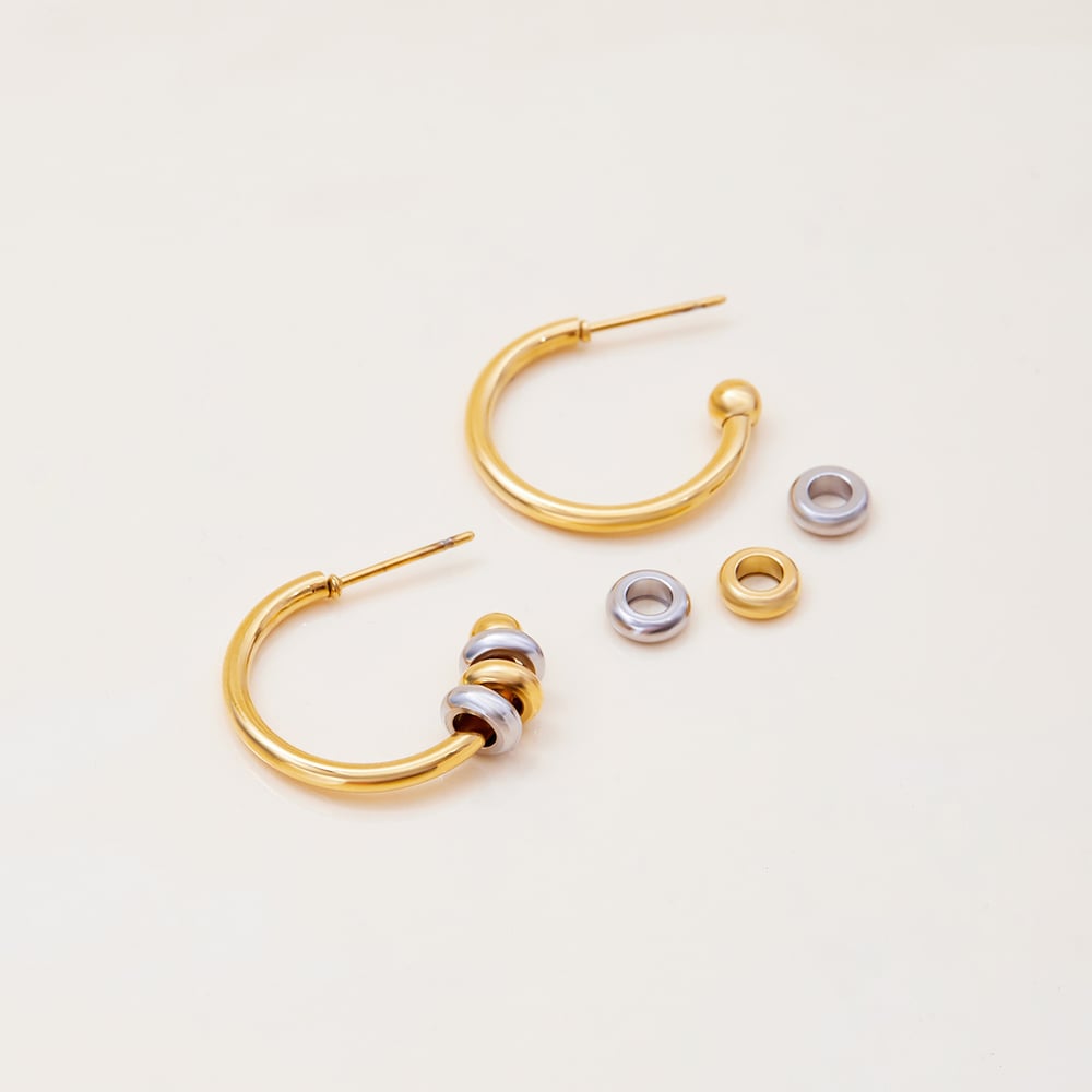 1 Pair Minimalist Circle Stainless Steel Gold Color Women's Hoop Earrings h5Picture6