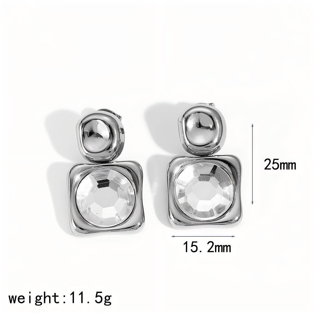 1 Pair Simple Series Geometric Stainless Steel Gold Color Women's Drop Earrings 