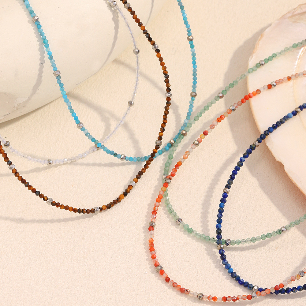 1 Piece Colorful Daily Beads Natural Stones Gold Color Women's Beaded Necklaces h5Picture3