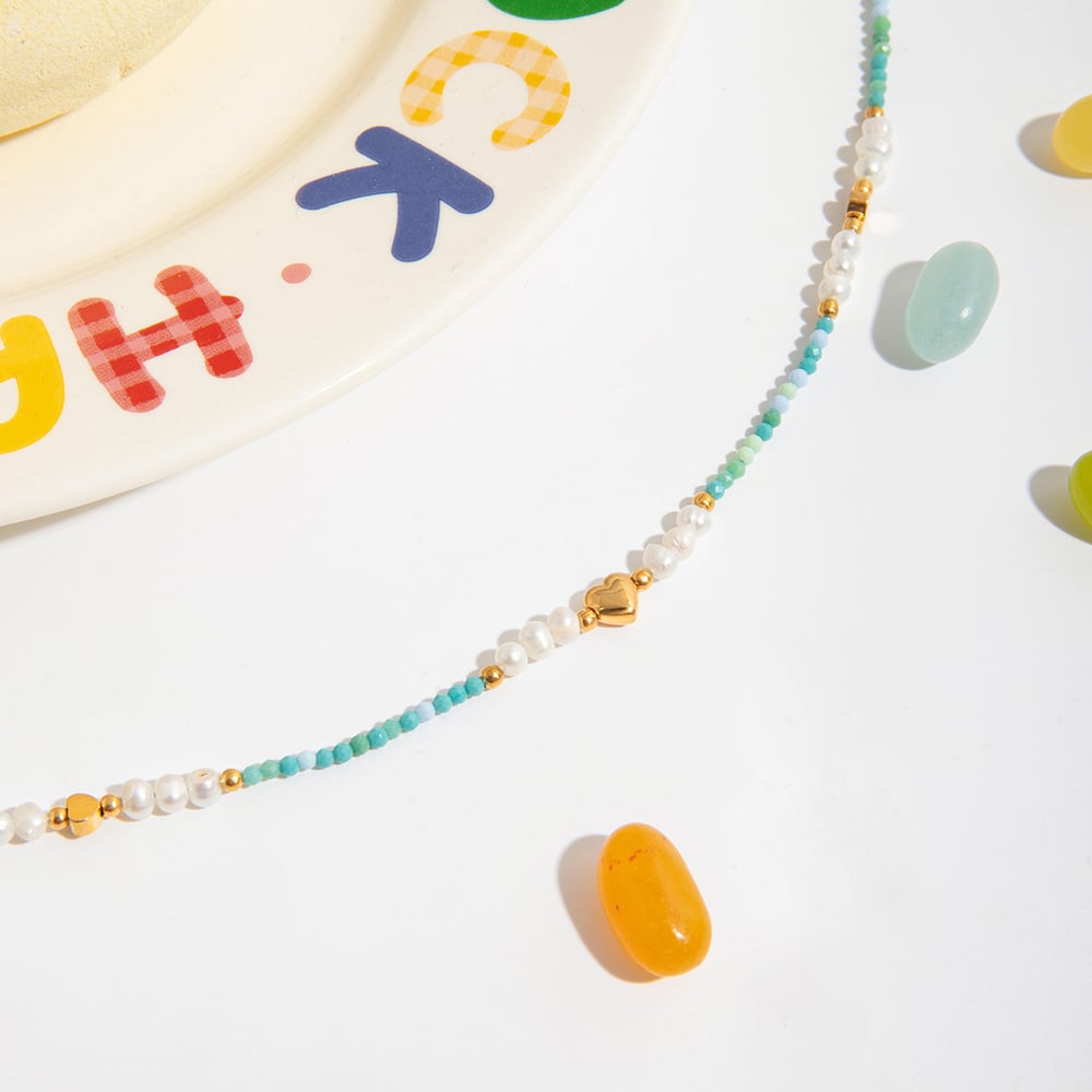 1 Piece Designable Beads Stainless Steel Gold Color Women's Beaded Necklaces h5Picture5