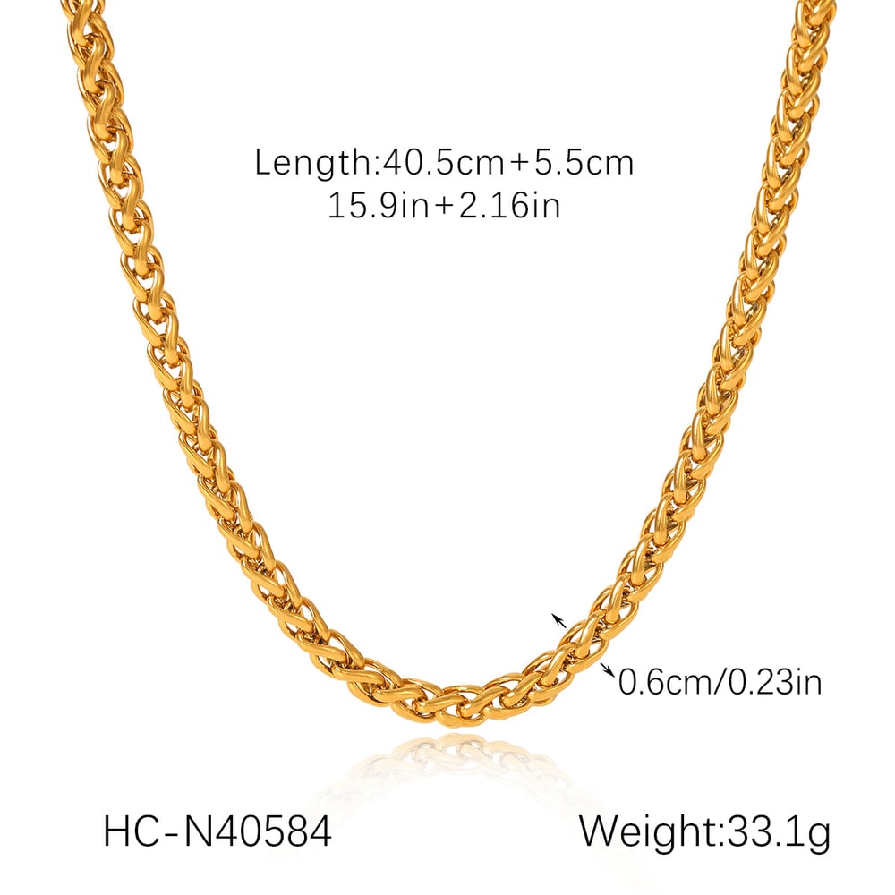 1 pieza de cadena diaria de acero inoxidable color dorado collares de cadena para mujer Imagen2