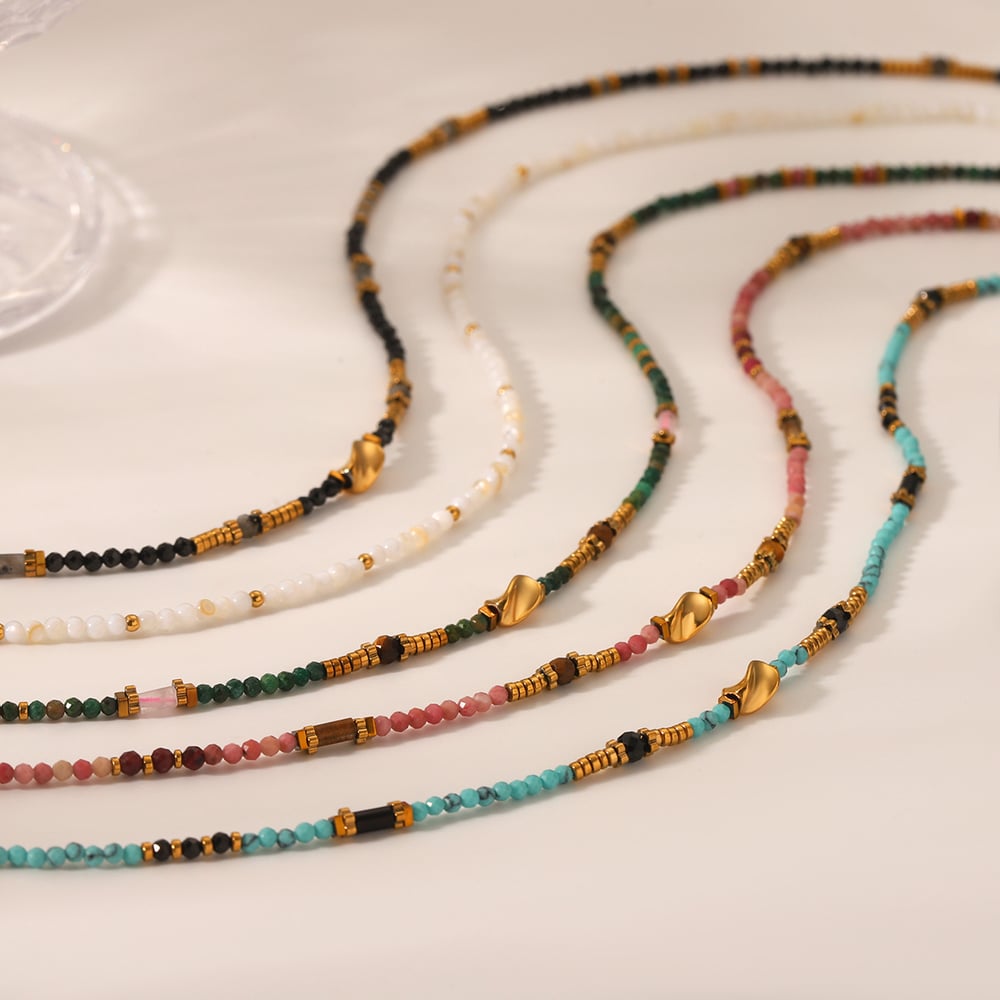 1 Pair Simple Series Daily Beads Stainless Steel Women's Beaded Necklaces h5Picture5