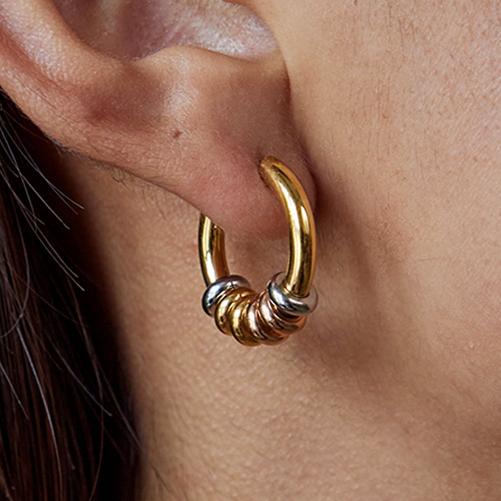 1 Pair Modern Annular Stainless Steel Gold Color Women's Hoop Earrings h5Picture3