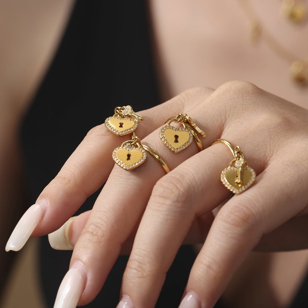 1 Piece Sweet Lock Heart Stainless Steel Gold Color Women's Pendant Necklaces h5Picture5