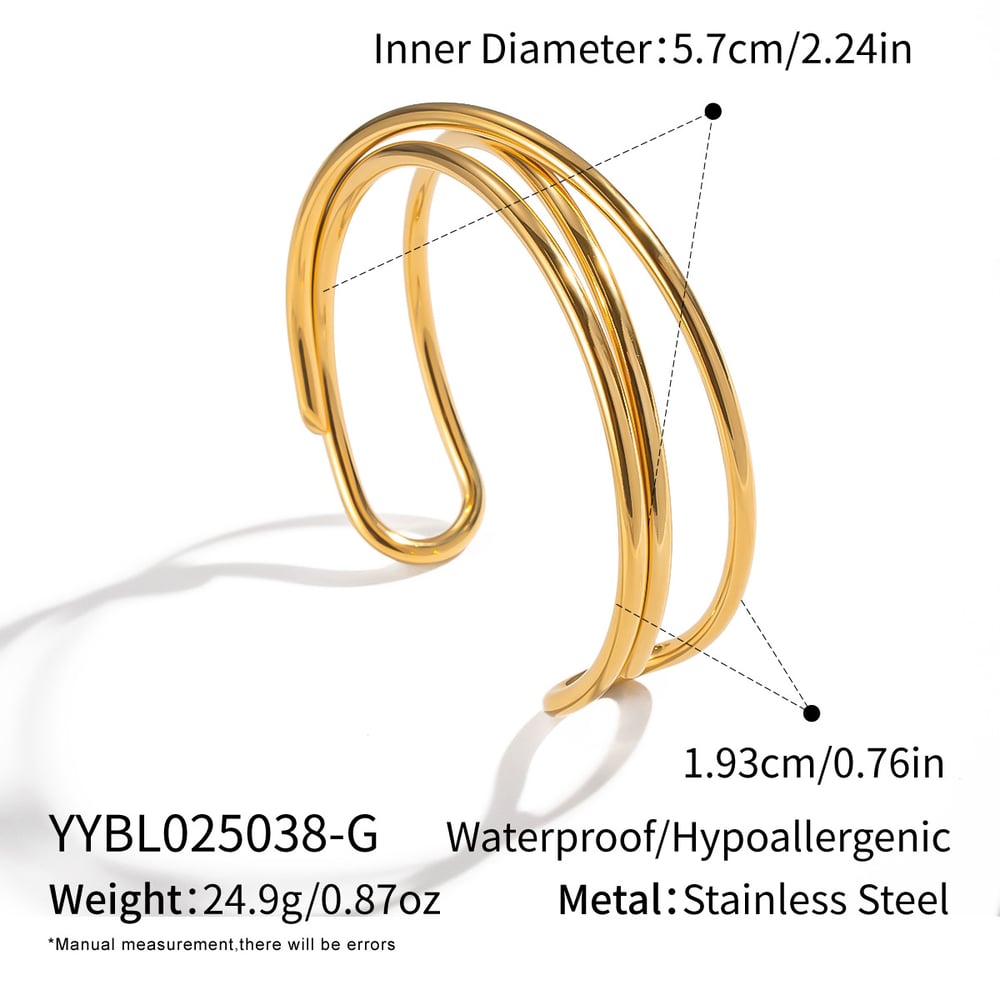 1 Piece Stainless Steel Gold Color Cuff Bracelet