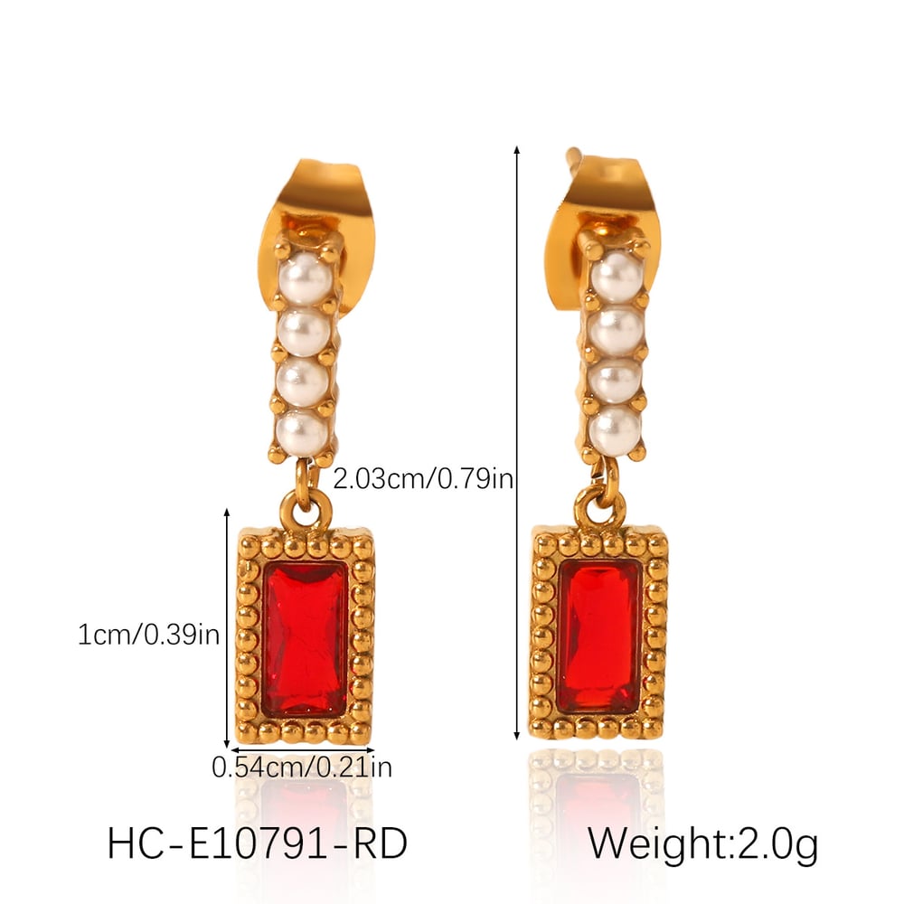 Tägliche Quaste Edelstahl Gold Farbe Zirkon Damen Ohrstecker Bild2