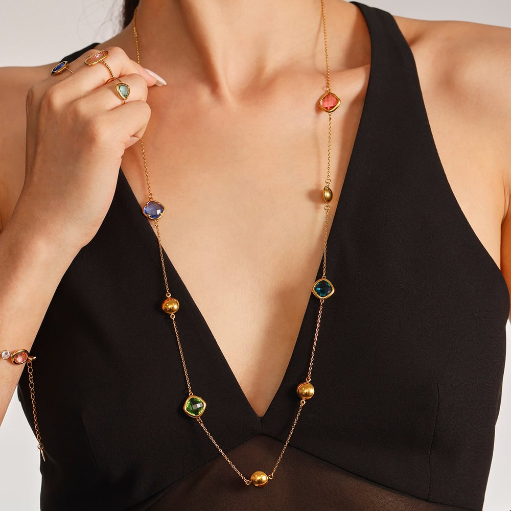 1 Piece Retro Rectangle Stainless Steel Gold Color Women's Pendant Necklaces h5Picture4